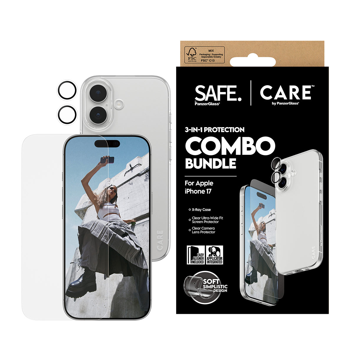 PanzerGlass SAFE. | CARE™ by ® 3-in-1 Combo Bundle iPhone 17 Protector de pantalla Apple 1 pieza(s) (2)