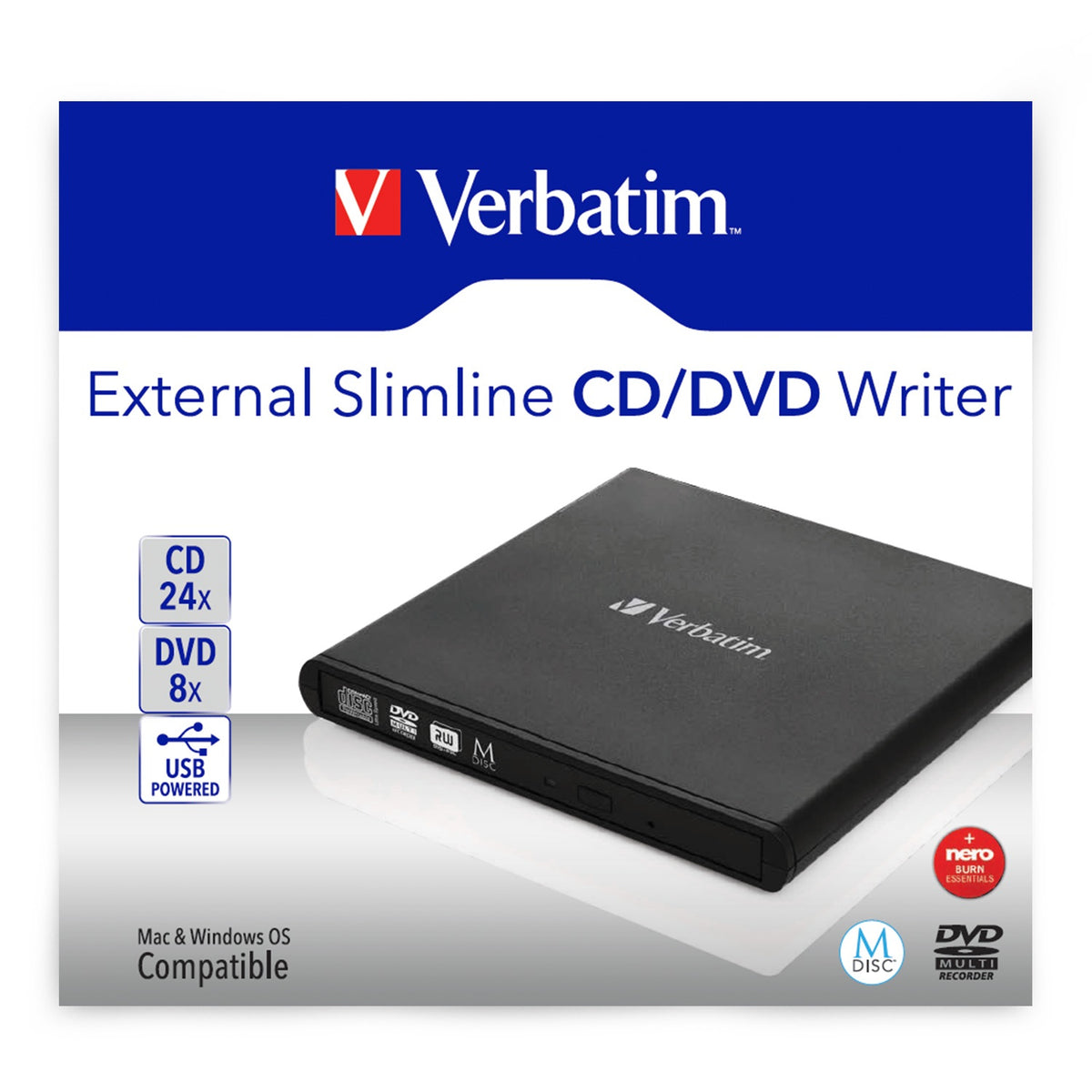 Verbatim Slimline CD/DVD unidad de disco óptico DVD-RW Negro (5)