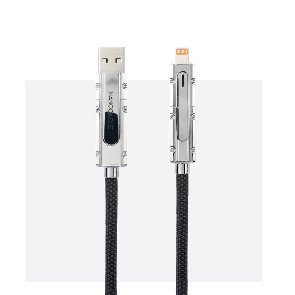 Nanocable 10.01.2602 cable USB USB 2.0 2 m USB A/USB C USB C/Lightning 27 W Negro, Gris (4)