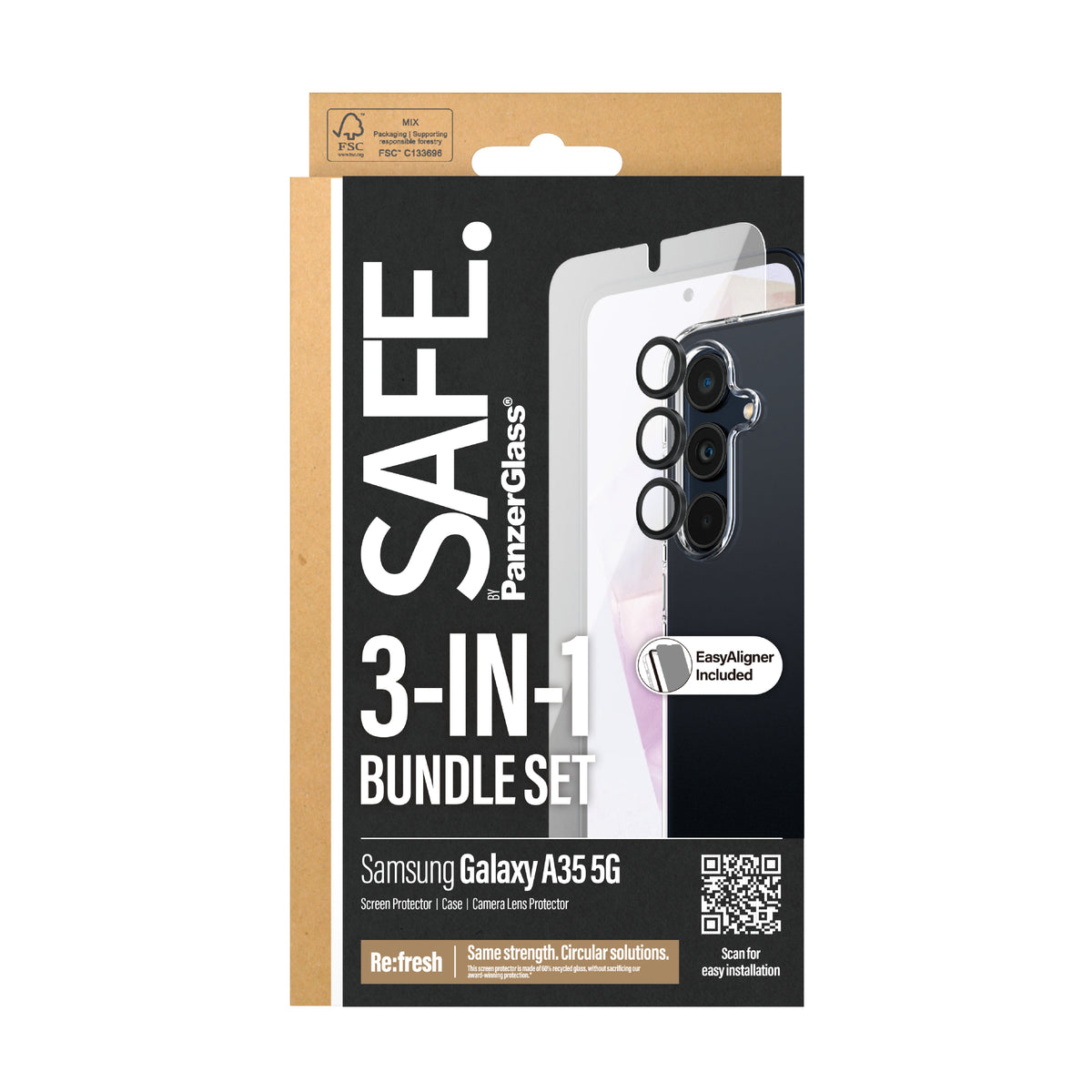 PanzerGlass SAFE. by ® 3-in-1 Protection Bundle Samsung Galaxy A35 5G Protector de pantalla 1 pieza(s) (3)