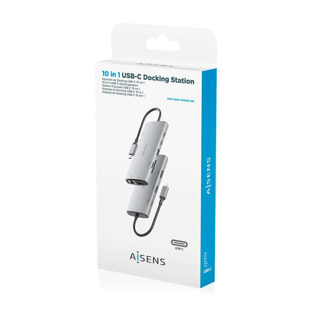 AISENS ASUC-10P050-GR base para portátil y replicador de puertos Alámbrico USB 3.2 Gen 1 (3.1 Gen 1) Type-C (8)