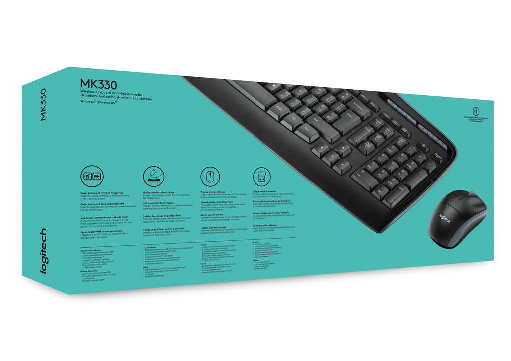 Logitech MK330 teclado Ratón incluido Oficina USB QWERTY Internacional de EE.UU. Negro (8)