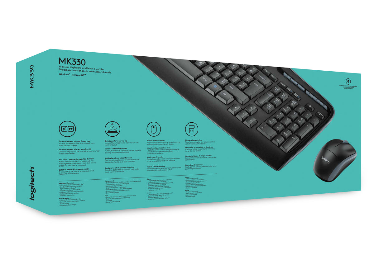 Logitech MK330 teclado Ratón incluido Oficina USB QWERTY Internacional de EE.UU. Negro (8)