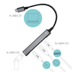 i-tec Metal C31HUBMETALMINI4 hub de interfaz USB 3.2 Gen 1 (3.1 Gen 1) Type-C Metálico (3)