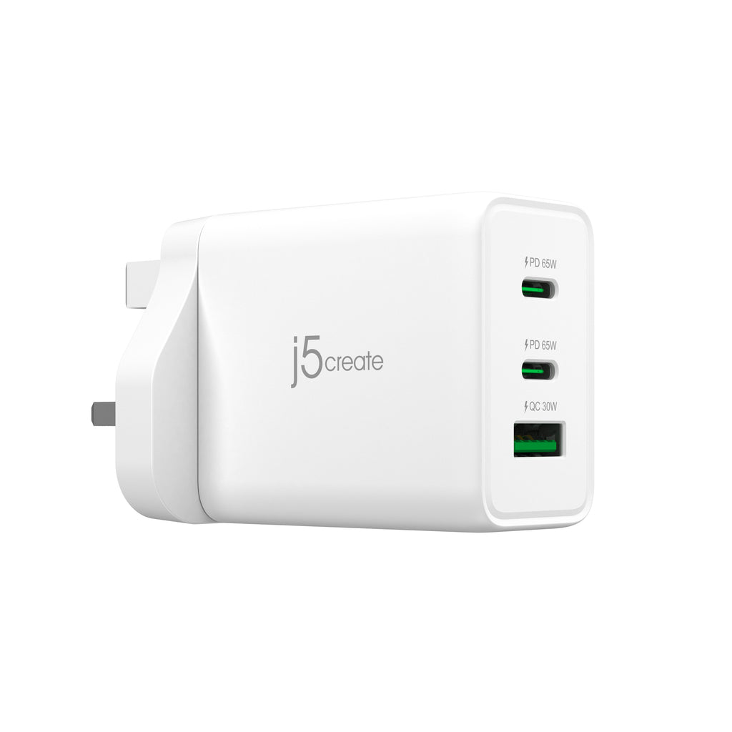 j5create JUP3365F-FN cargador de dispositivo móvil Auriculares, Ordenador portátil, Teléfono móvil, Portátil, Consola de juegos portátil, Reloj inteligente, Tableta Blanco Corriente alterna Carga rápida Interior