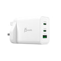 j5create JUP3365F-FN cargador de dispositivo móvil Auriculares, Ordenador portátil, Teléfono móvil, Portátil, Consola de juegos portátil, Reloj inteligente, Tableta Blanco Corriente alterna Carga rápida Interior