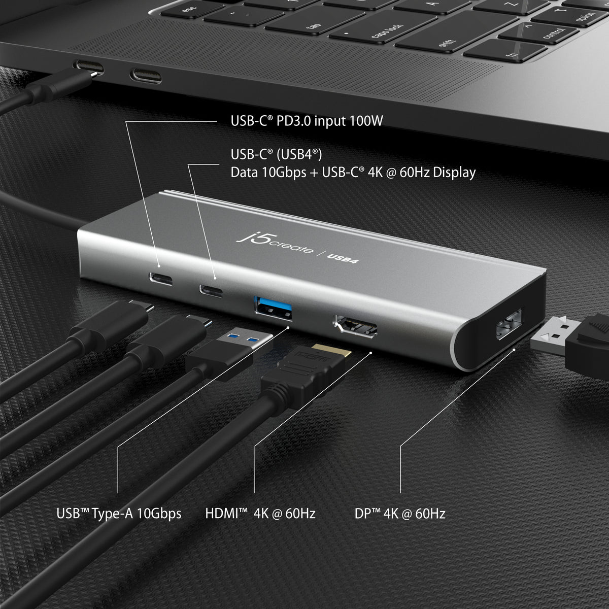 j5create JCD401 Alámbrico USB 3.2 Gen 2 (3.1 Gen 2) Type-C Plata