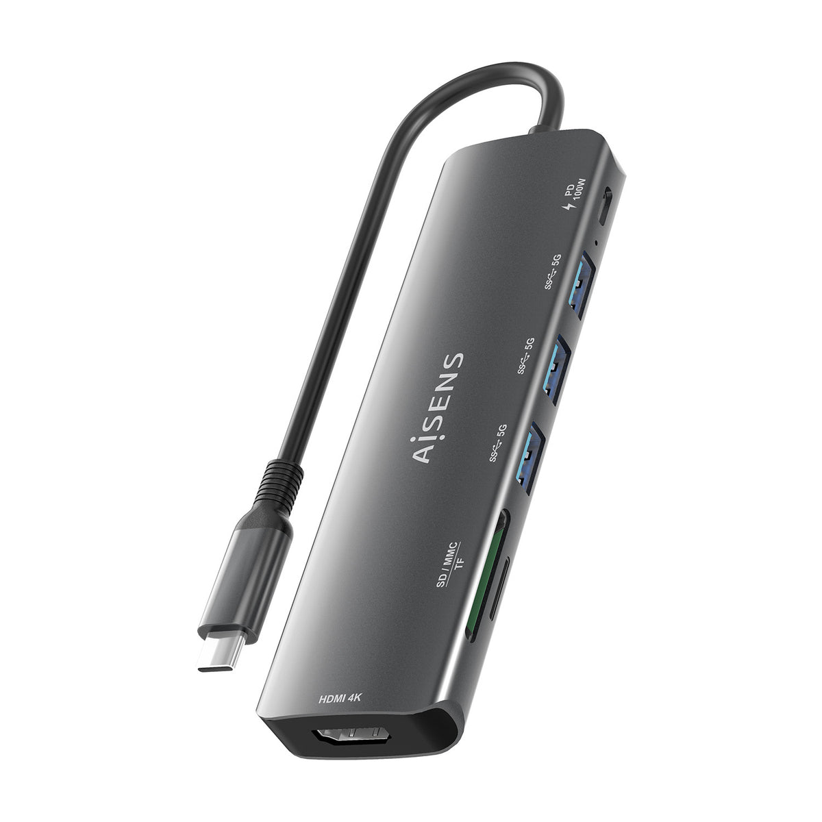 AISENS ASUC-7P025-GR base para portátil y replicador de puertos Alámbrico USB 3.2 Gen 1 (3.1 Gen 1) Type-C (9)