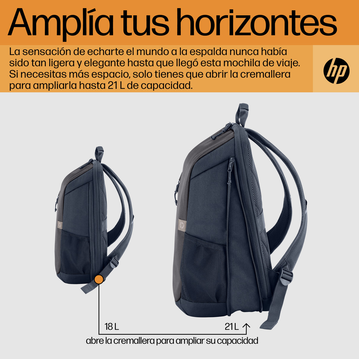 HP Travel 18 Liter 15.6 Iron Gray Laptop Backpack 39,6 cm (15.6") Azul, Gris (7)