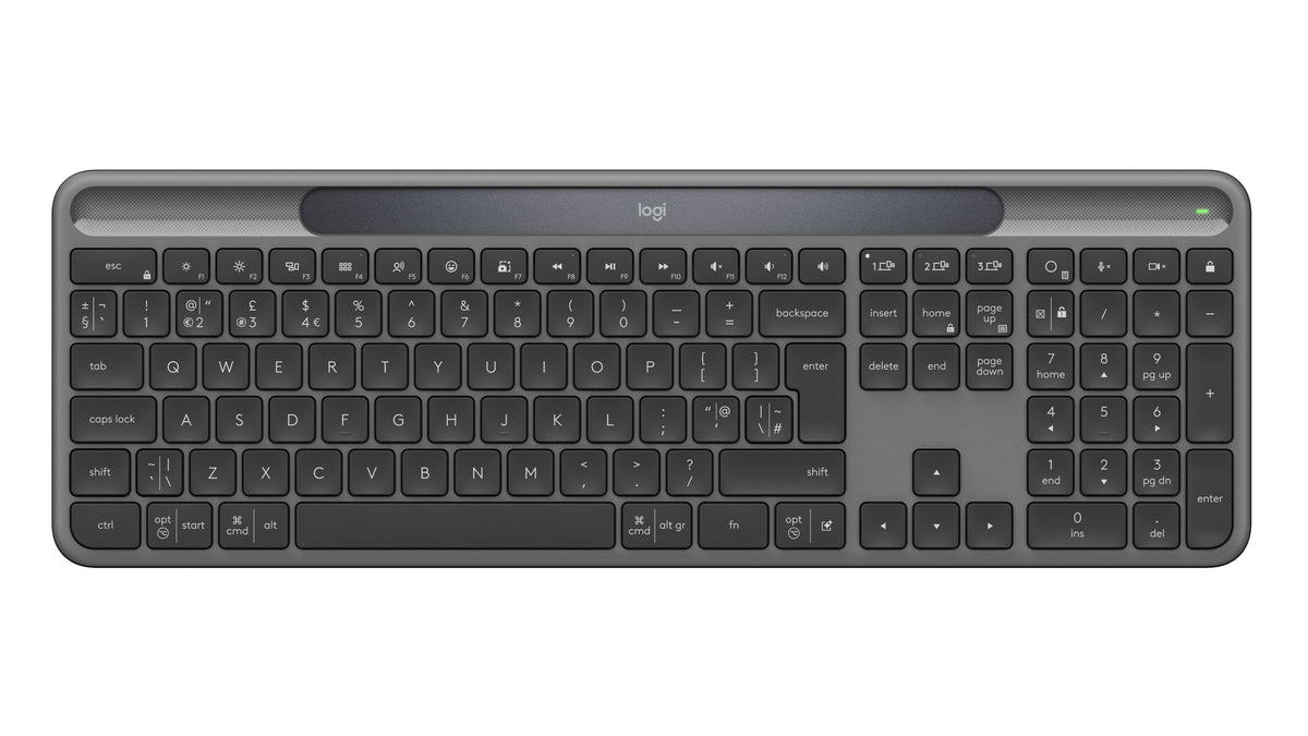 Logitech Signature Slim Solar+ K980 teclado Universal RF Wireless + Bluetooth QWERTY Inglés del Reino Unido Grafito