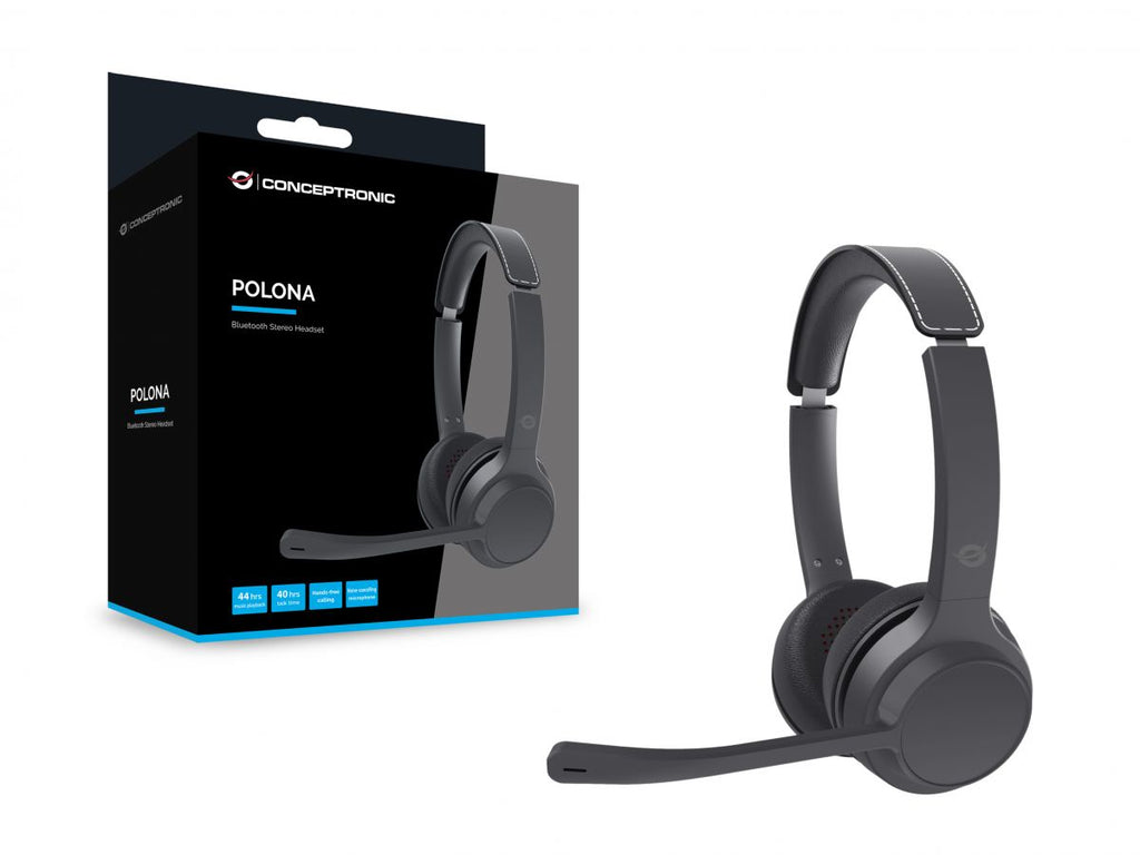 Conceptronic POLONA04B auricular y casco Auriculares Inalámbrico y alámbrico Diadema Llamadas/Música USB Tipo C Bluetooth Negro (6)