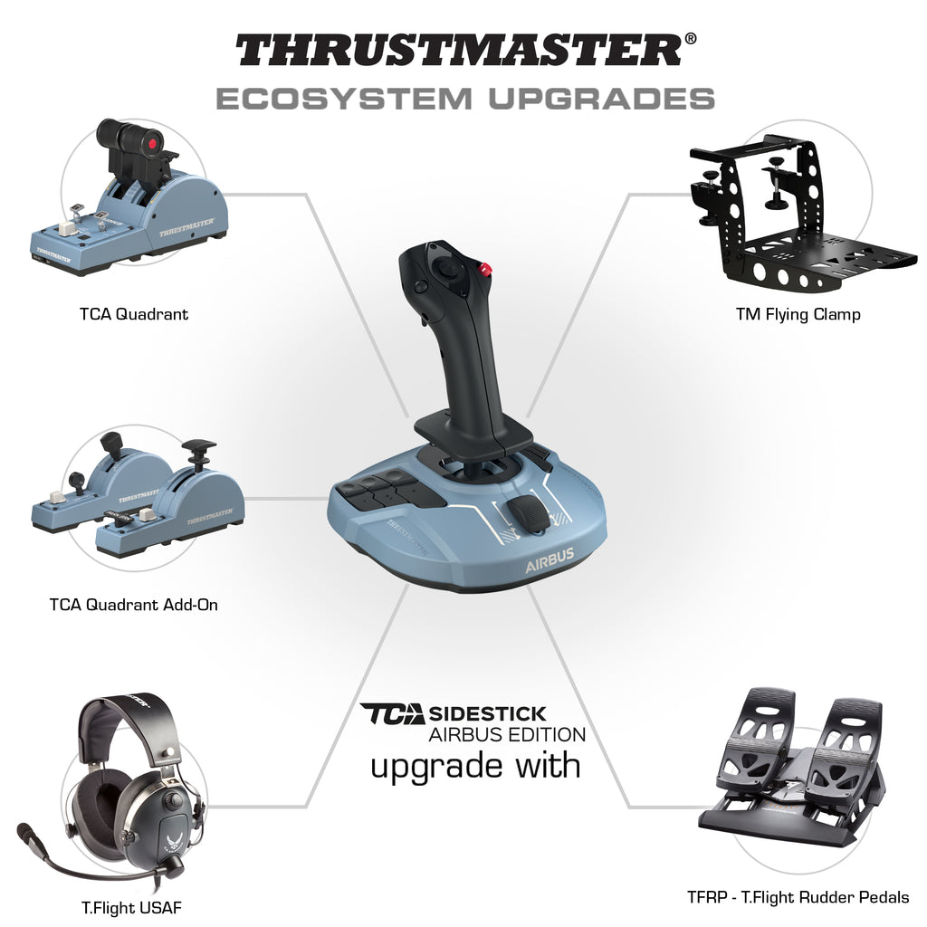 Thrustmaster TCA Sidestick Airbus edition Negro, Azul USB Palanca de vuelo Analógico/Digital PC (6)