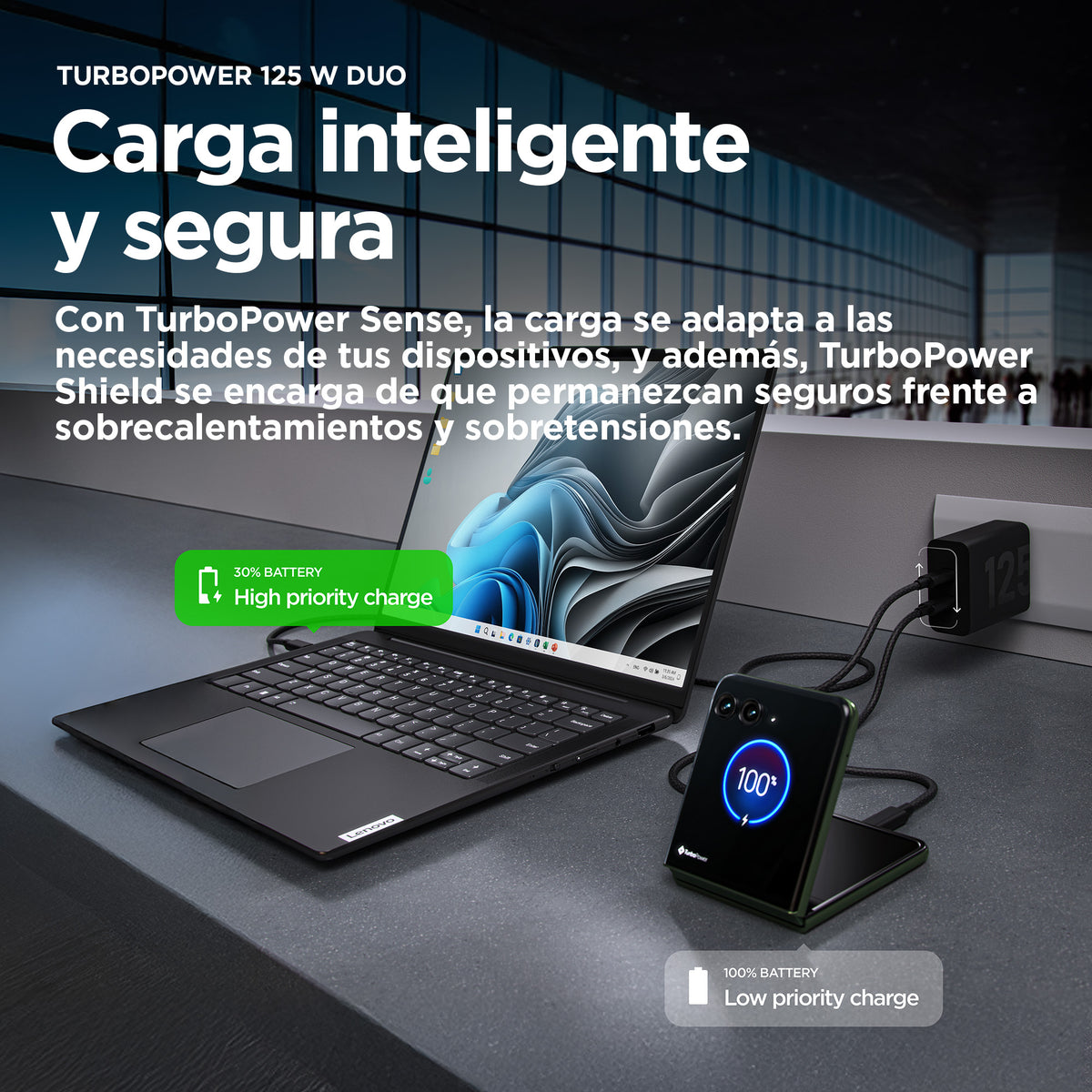 Motorola TurboPower 125W Duo Charger Universal Negro Corriente alterna Carga rápida Interior (6)