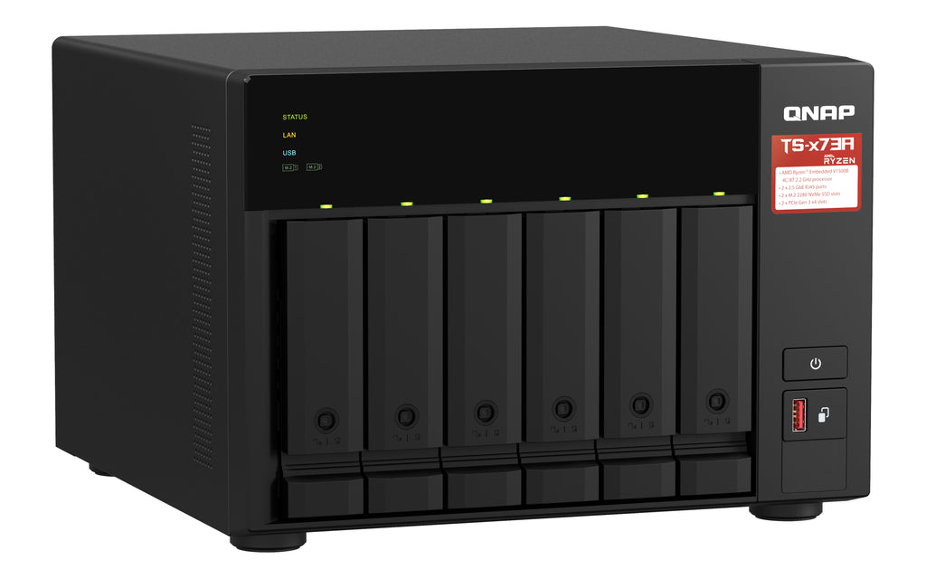 QNAP TS-673A NAS Torre Ryzen Embedded V1500B 8 GB DDR4 0 TB QNAP Turbo System Negro (3)