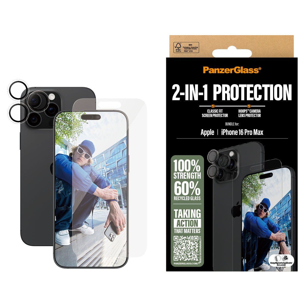 PanzerGlass ® 2-in-1 Bundle iPhone 16 Pro Max Protector de pantalla Apple 1 pieza(s) (2)