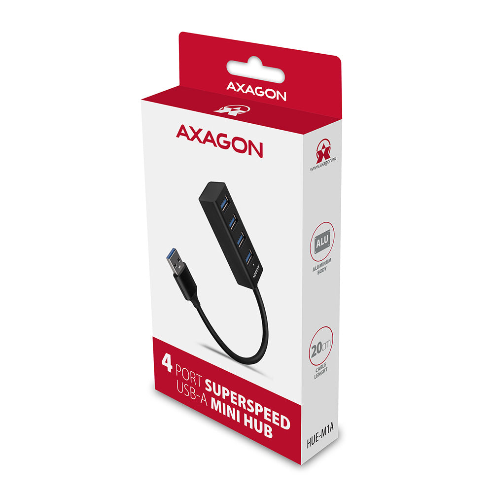 Axagon HUE-M1A hub de interfaz USB 3.2 Gen 1 (3.1 Gen 1) Type-A 5000 Mbit/s Negro (6)