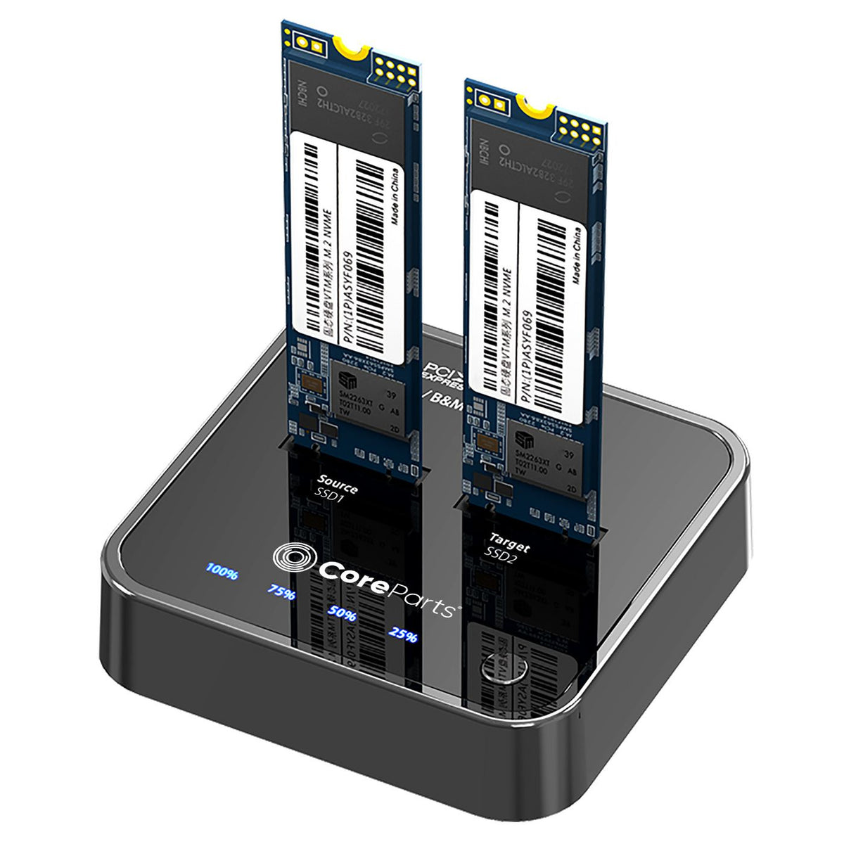 CoreParts MS-CLONER-NVME base de conexión para disco duro Negro (2)