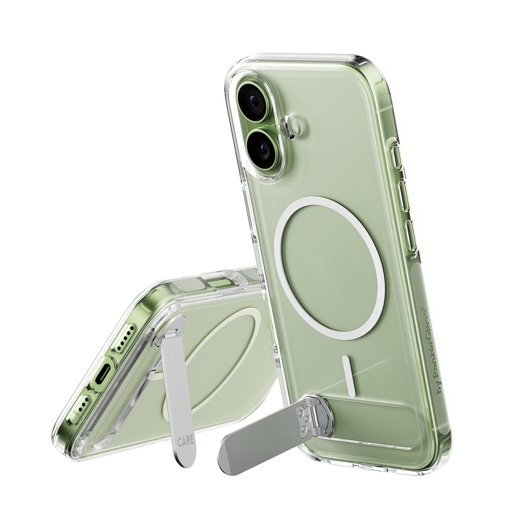 PanzerGlass CARE™ by ® Kickstand Case Transparent w. MagSafe iPhone 17 funda