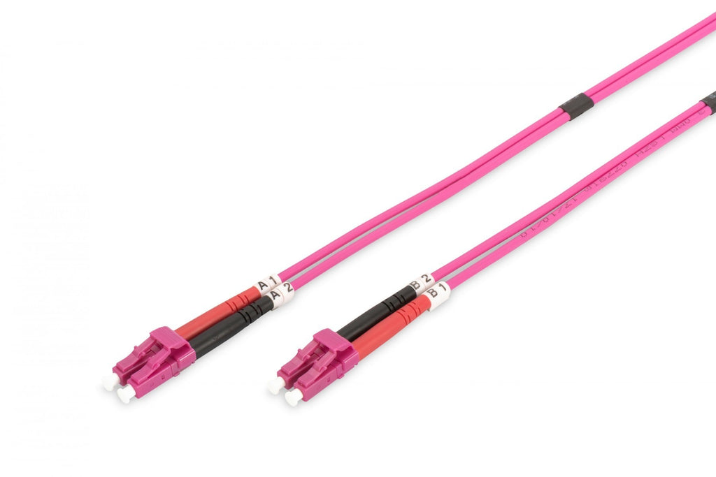 DIGITUS Fiber Optic Patch Cord LC to LC Multimode OM4 - 2m Duplex color RAL4003 Length 2m