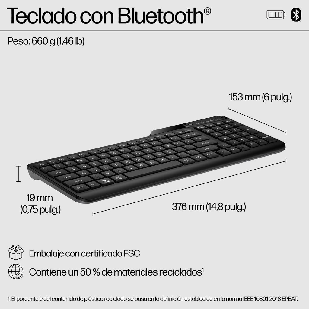 HP 460 Multi-Device Bluetooth Keyboard teclado Hogar Negro (5)