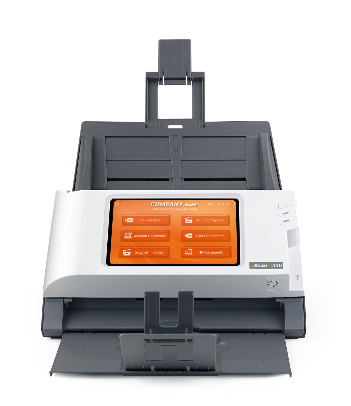 Plustek eScan A350 Enterprise Alimentador automático de documentos (ADF) + escáner de alimentación manual 600 x 600 DPI A4 Negro, Blanco