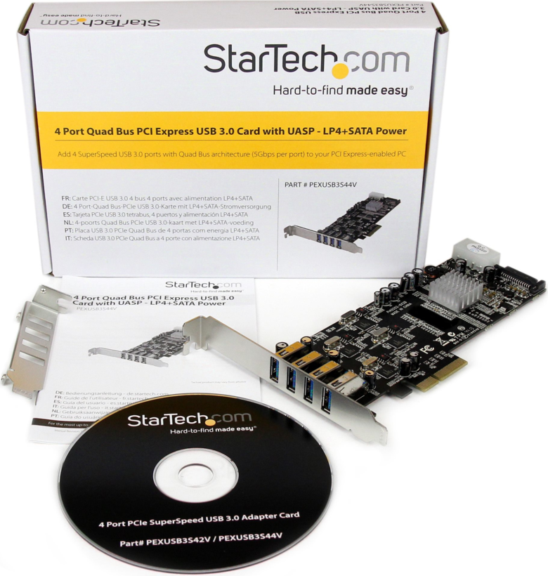 Startech PEXUSB3S44V - Hub Interno, Adaptador USB, PCIe x4, USB 3.0 x 4 (5)