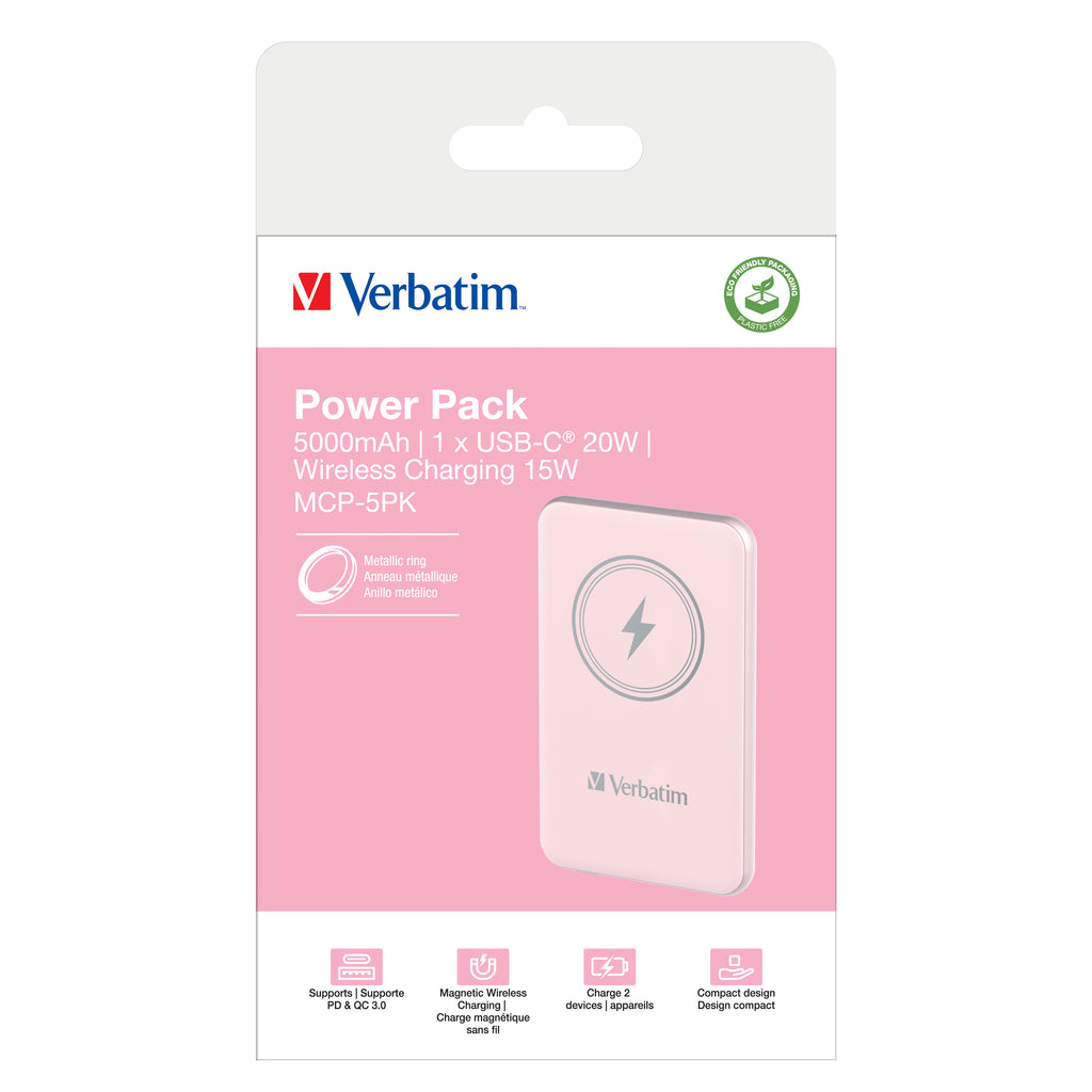Verbatim Charge 'n' Go Polímero de litio 5000 mAh Cargador inalámbrico Rosa (4)