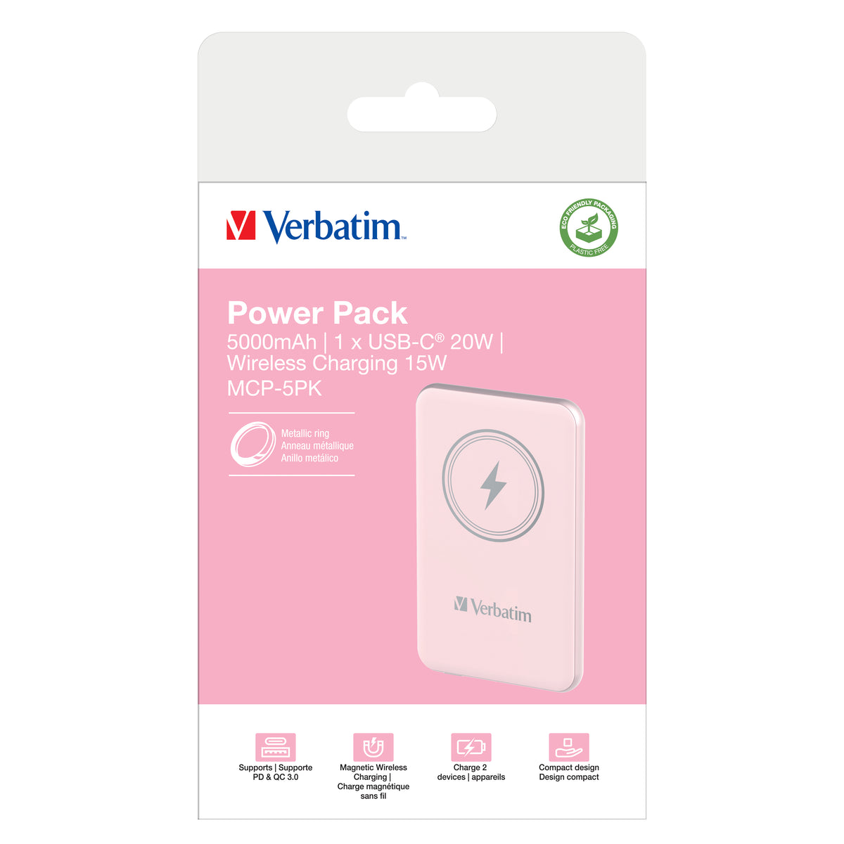 Verbatim Charge 'n' Go Polímero de litio 5000 mAh Cargador inalámbrico Rosa (4)