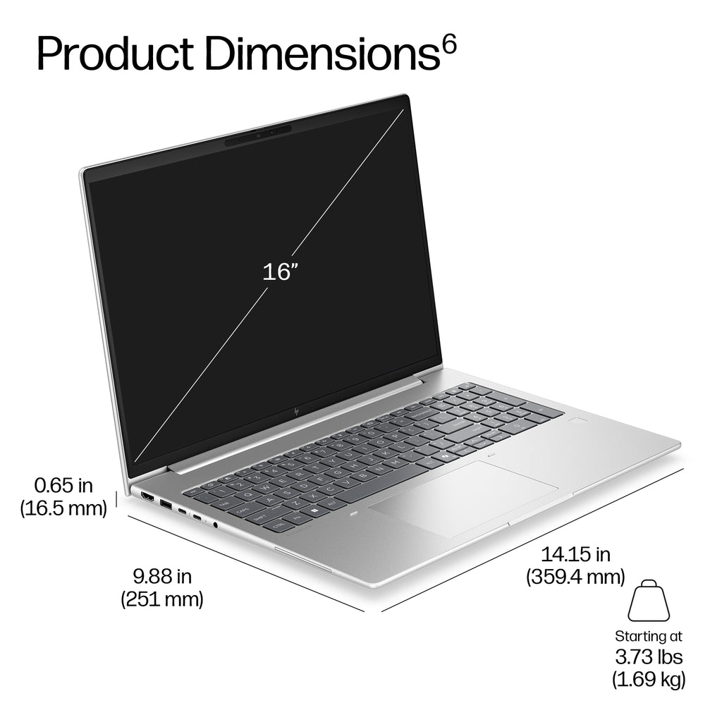 HP EliteBook 6 G2i 16 AI PC Intel Core 5 320 Laptop 40.6 cm (16") WUXGA 16 GB DDR5-SDRAM 512 GB SSD Wi-Fi 7 (802.11be) Windows 11 Pro Silver (5)