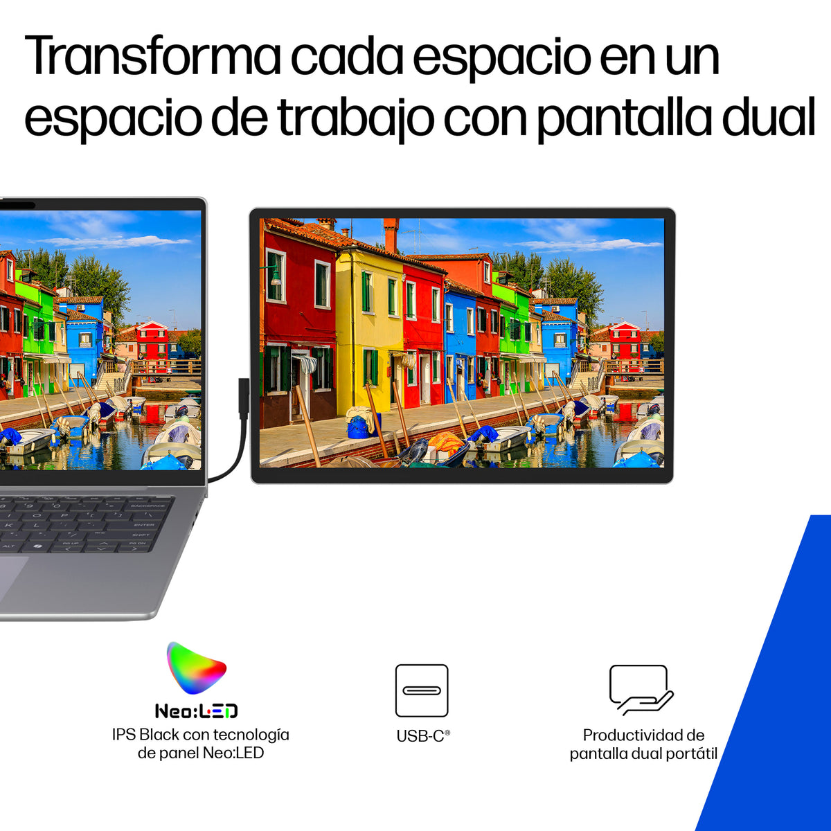 HP Series 5 Pro WQXGA Portable Monitor - 514pn pantalla para PC 35,6 cm (14") 2560 x 1600 Pixeles LCD Plata (7)