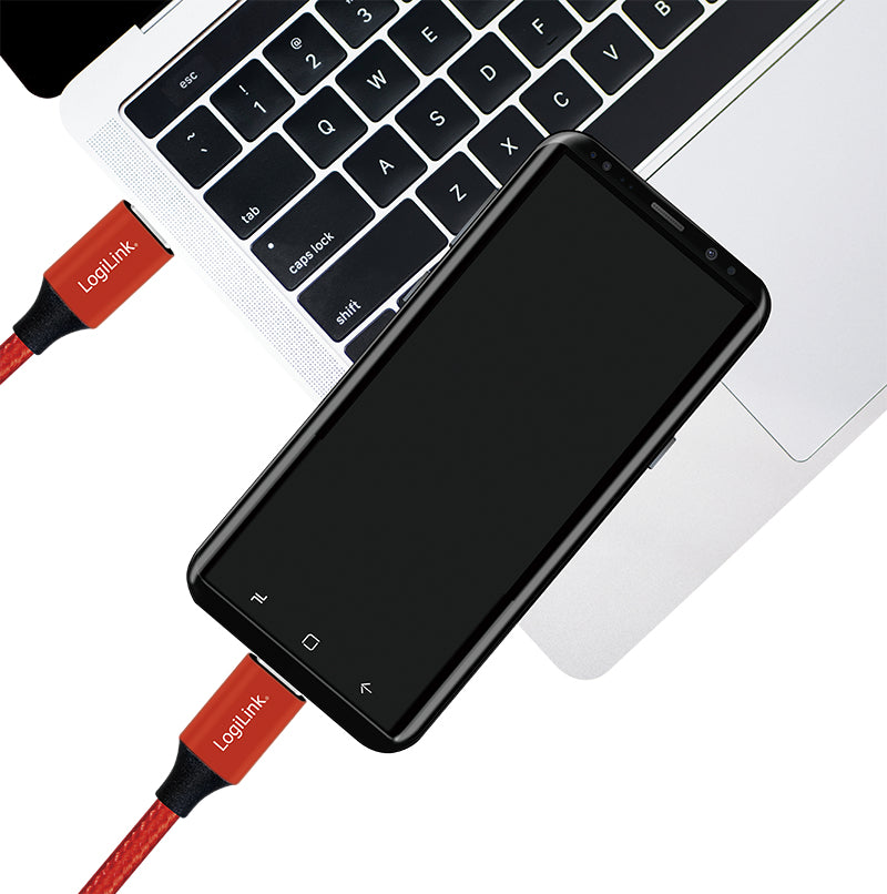 LogiLink CU0155 cable USB USB 2.0 0,3 m USB C Negro, Rojo (4)