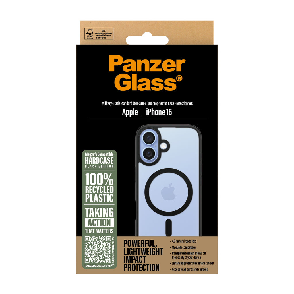 PanzerGlass ® HardCase Transparent w. Black MagSafe & Frame iPhone 16 funda para teléfono móvil Negro (3)