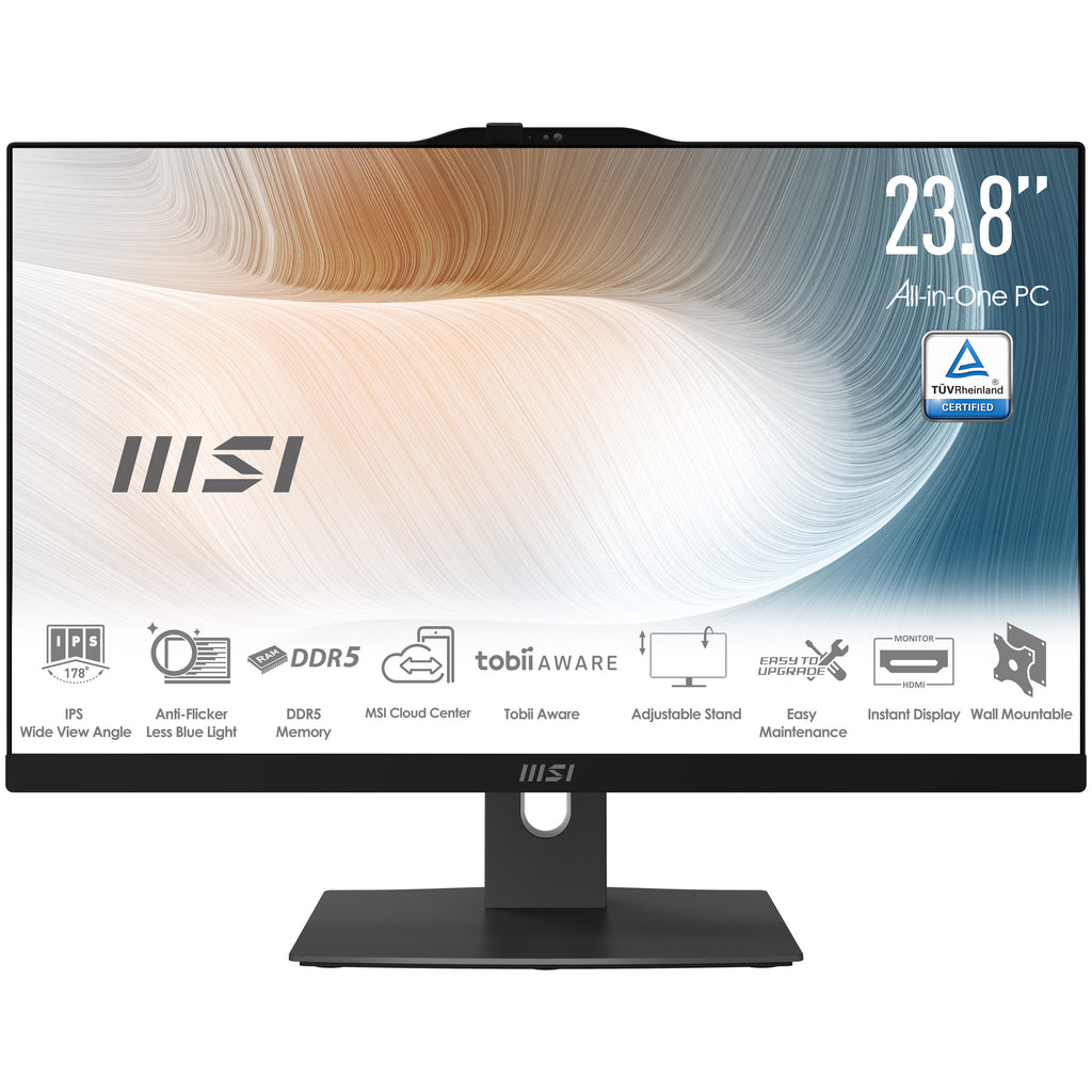 MSI Modern AM242P 1M-1225EU Intel Core 3 100U 60,5 cm (23.8") 1920 x 1080 Pixeles PC todo en uno 8 GB DDR5-SDRAM 256 GB SSD Windows 11 Pro Wi-Fi 6E (802.11ax) Negro (2)