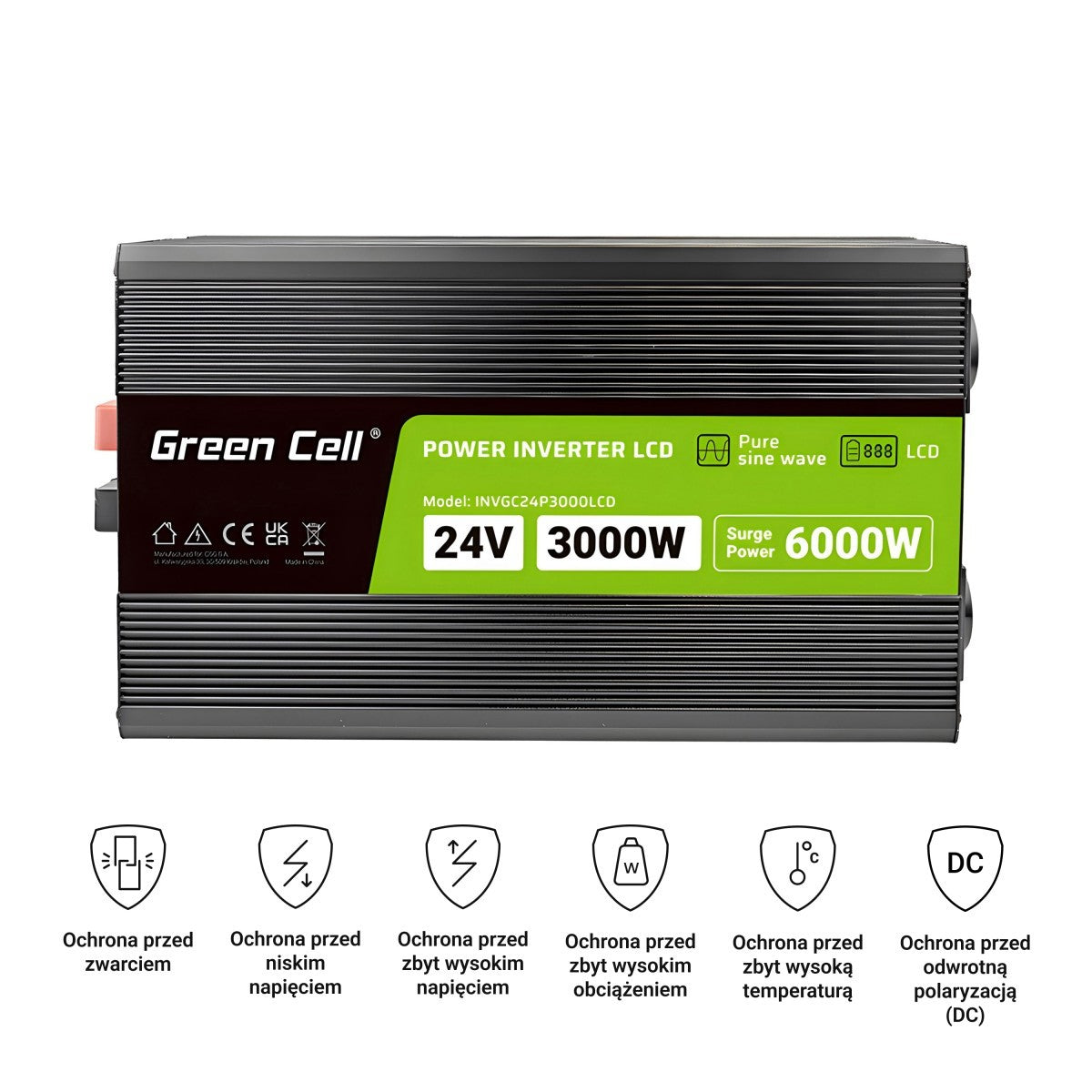 verde Cell Przetwornica napicia PowerInverter LCD 24 V 3000W/60000W Przetwornica