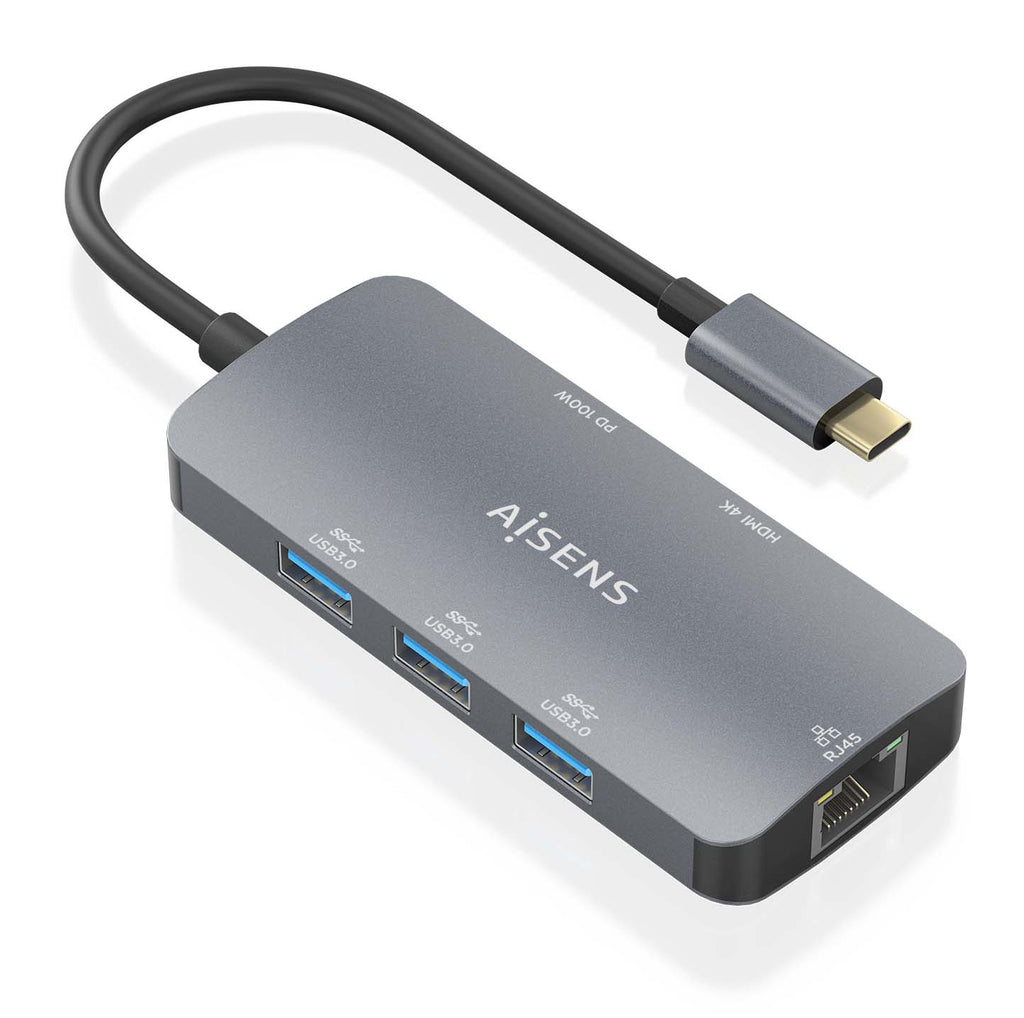 AISENS ASUC-6P019-GR base para portátil y replicador de puertos Alámbrico USB 3.2 Gen 1 (3.1 Gen 1) Type-C (3)