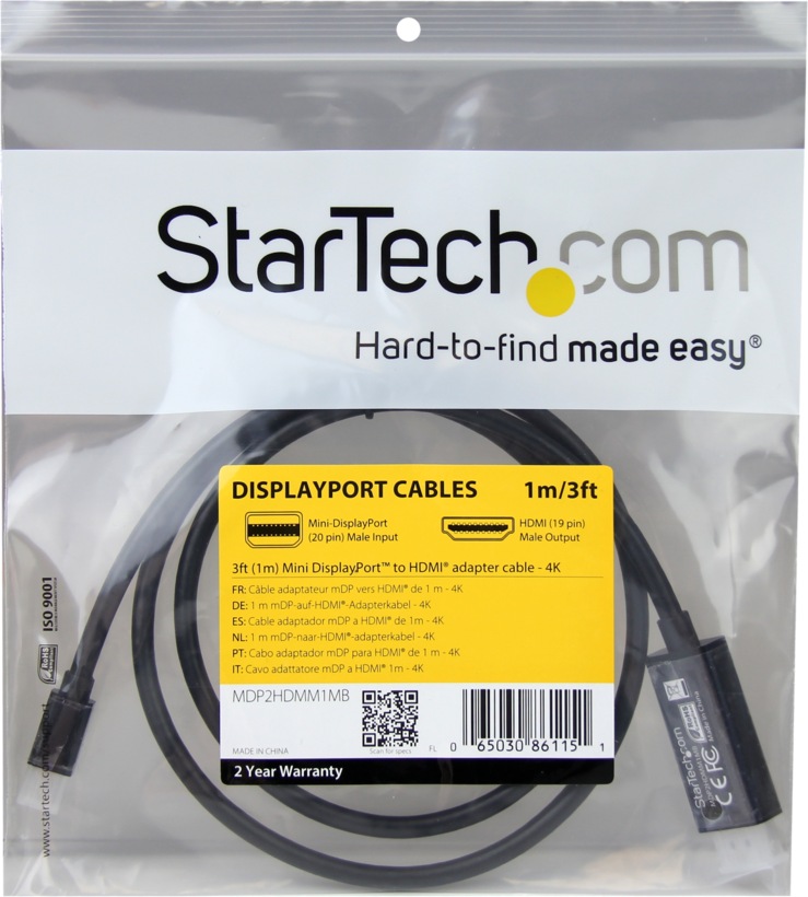 Startech MDP2HDMM3MB - 4K 30Hz, UltraHD, Cable con Adaptador Incluido, Negro (7)