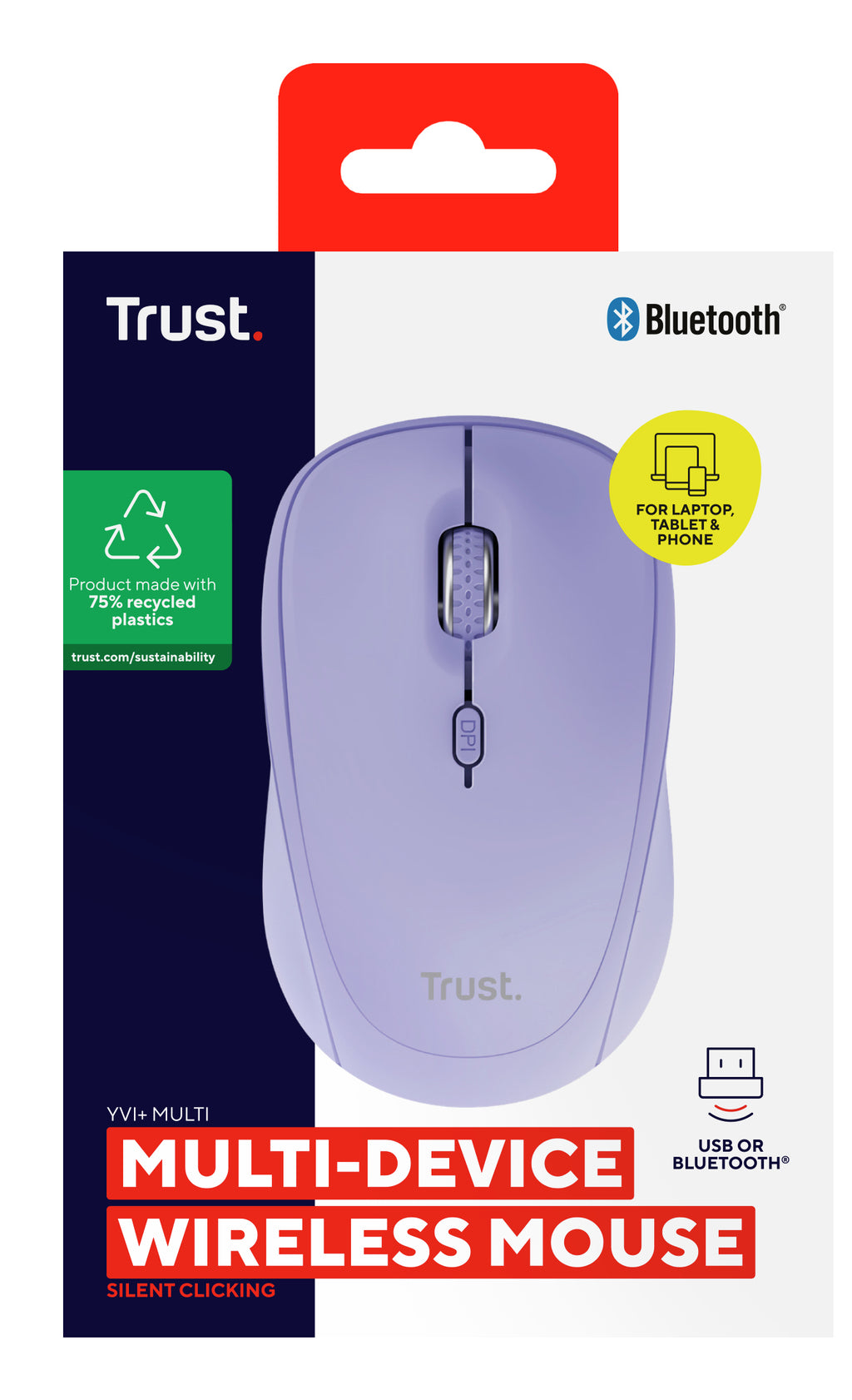 Trust Yvi+ ratón Universal Ambidextro RF Wireless + Bluetooth Óptico 1600 DPI (7)