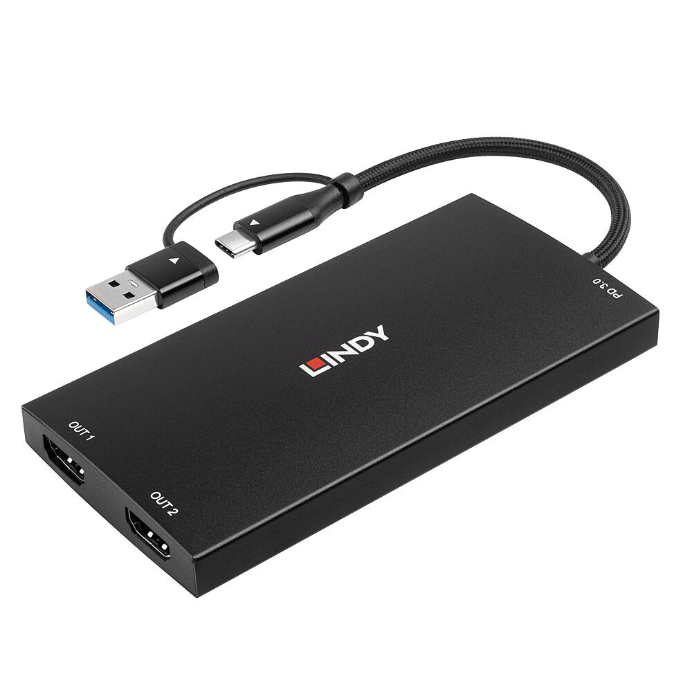 Lindy 43430 adaptador de cable de vídeo 0,11 m USB Tipo C 2 x HDMI Negro (5)