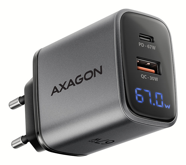 Axagon ACU-PQ67D cargador de dispositivo móvil Universal Negro, Gris Corriente alterna Carga rápida Interior