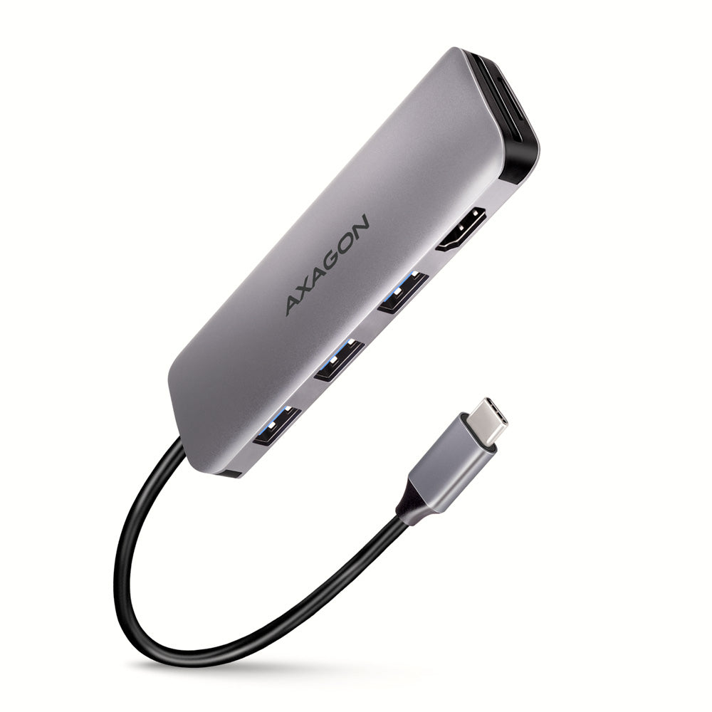 Axagon HMC-HCR3A 3x USB-A+ HDMI+ SD/microSD USB-C 3.2 Gen 1 hub 20cm Alámbrico USB 3.2 Gen 1 (3.1 Gen 1) Type-C Gris