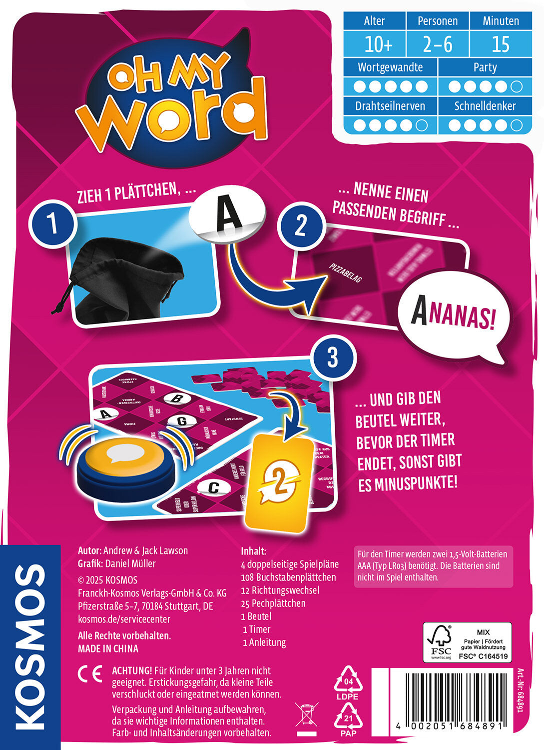 Kosmos 47856163 juego de tablero 15 min Juego De Cartas Word (2)