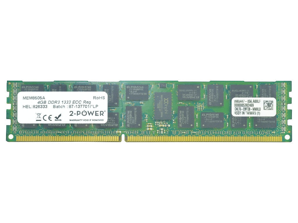 2-Power 2P-SNP9J5WFC/4GWS módulo de memoria 4 GB 1 x 4 GB DDR3L 240-pin DIMM ECC