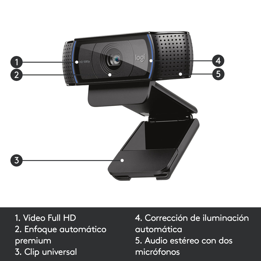 Logitech C920 Pro HD cámara web 3 MP 1920 x 1080 Pixeles USB Negro (7)