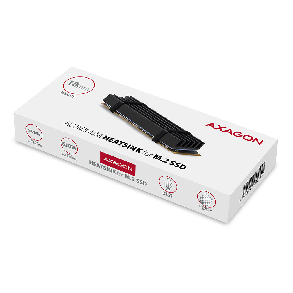 Axagon CLR-M2L10 sistema de refrigeración para ordenador M.2 NVMe SSD, Unidad de estado sólido Disipador térmico/Radiador Negro 1 pieza(s) (7)