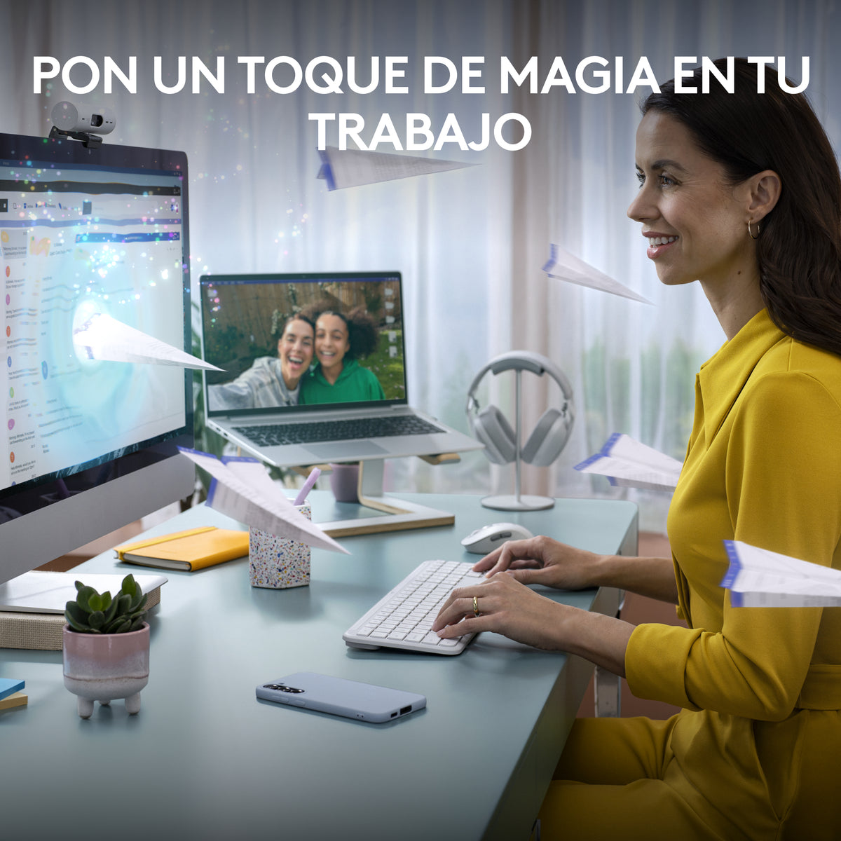 Logitech 920-012596 teclado Ratón incluido Oficina RF Wireless + Bluetooth QWERTY Español Blanco (7)