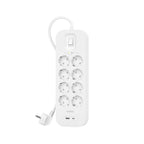 Protector contra sobretensiones - con puertos USB-C y USB-A - conectores de salida: 8 - 2 m cable