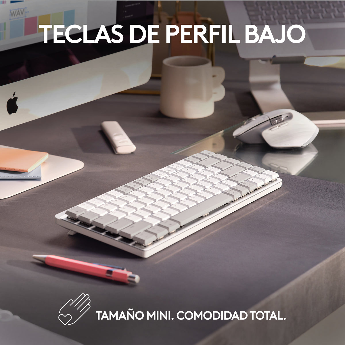 Logitech Master MX Mechanical Mini for Mac teclado Oficina RF Wireless + Bluetooth QWERTY Internacional de EE.UU. Gris (6)