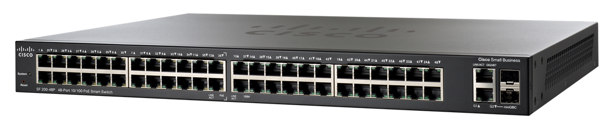 Cisco conmutador inteligente PoE 10/100 de 8 puertos SF200-48P – Reacondicionado (2)
