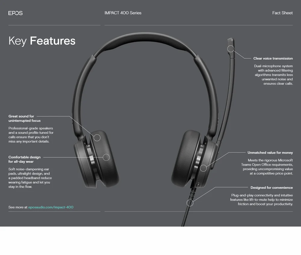 EPOS IMPACT 460T Microsoft Teams auriculares estéreo con cable (3)