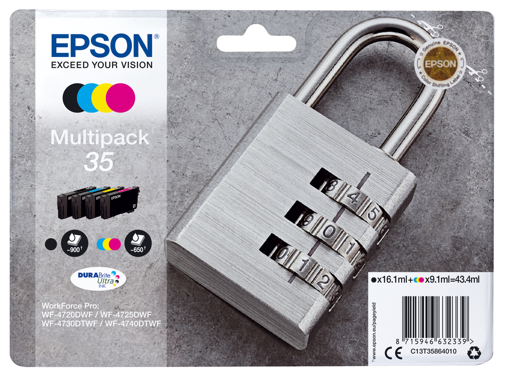 Epson C13T35864020 - Paquete de 4, negro, amarillo, cián, magenta, original